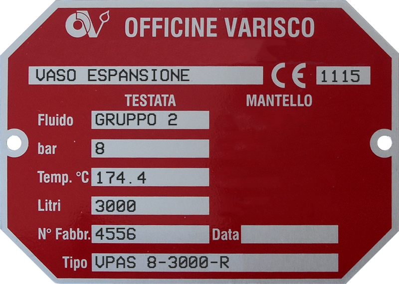 targhetta vaso di espansione officine varisco